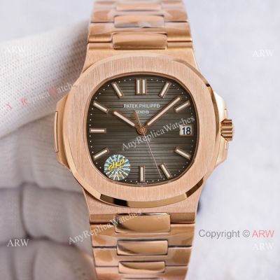 PPF Factory Swiss Copy Patek Philippe Nautilus PPF Cal 324 Watch Gray Gradient Dial Rose Gold